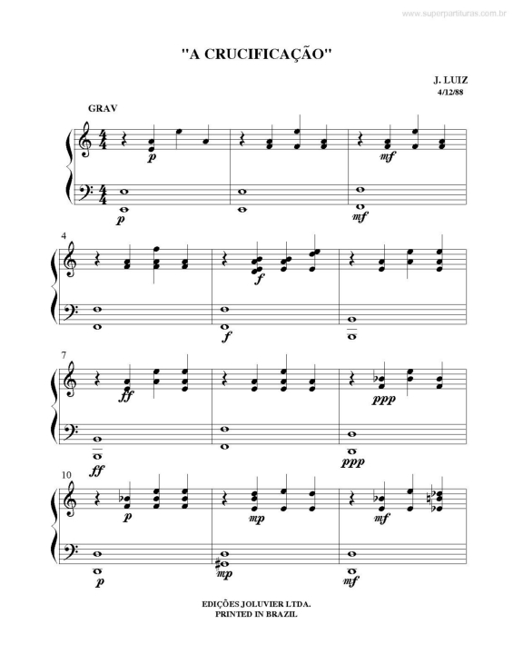 Partitura da música A Crucificação