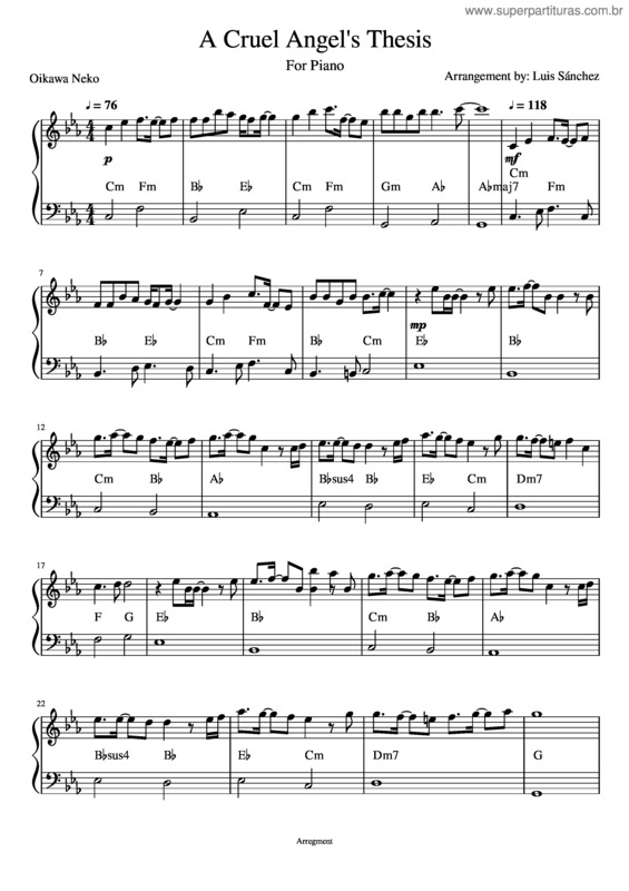 Partitura da música A Cruel Angel`S Thesis v.8