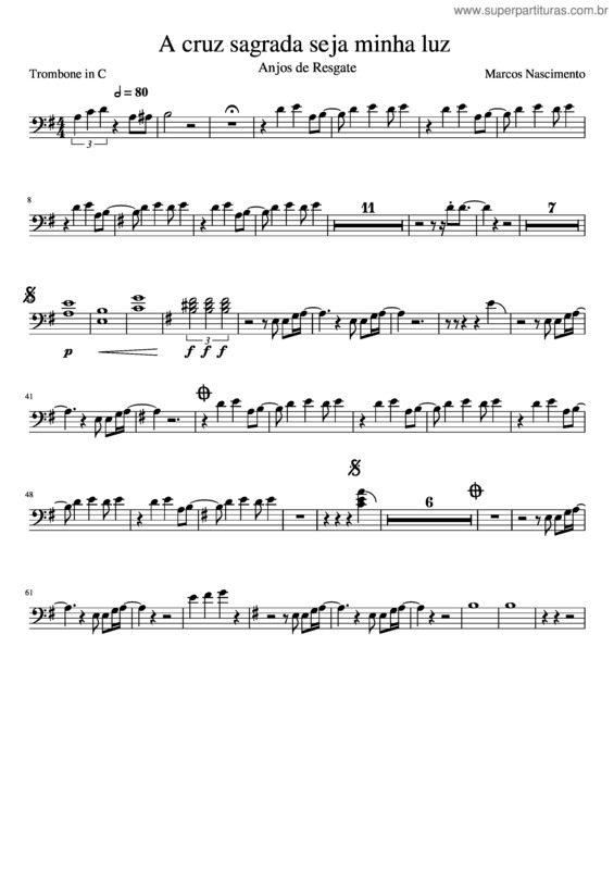 Partitura da música A Cruz Sagrada Seja Minha Luz Trombone v.2