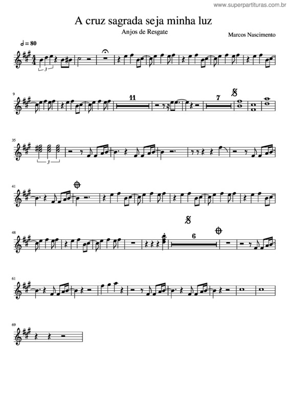 Partitura da música A Cruz Sagrada Seja Minha Luz v.3