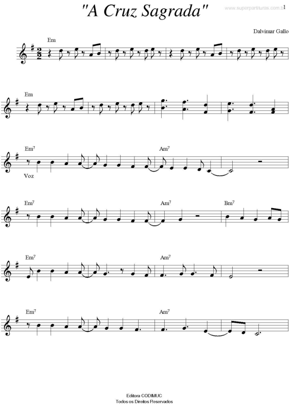 Partitura da música A Cruz Sagrada