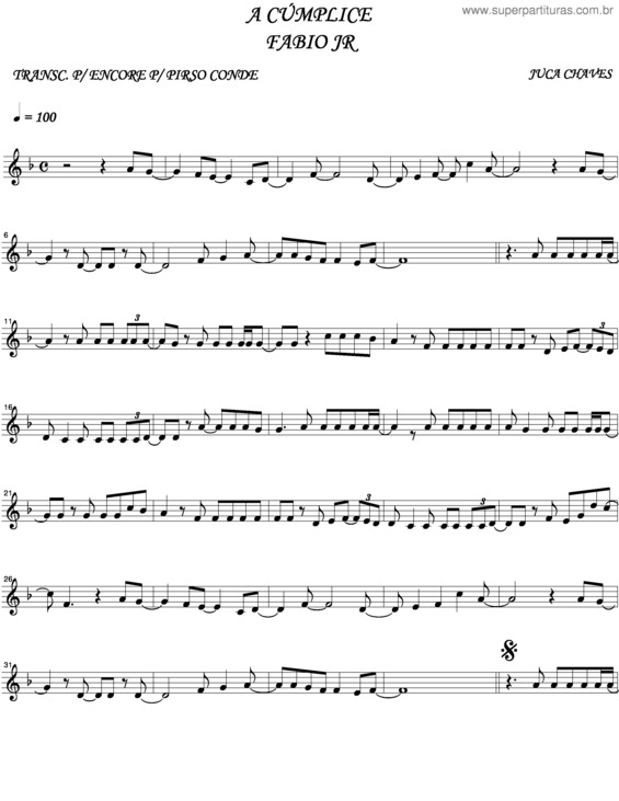 Partitura da música A Cumplice