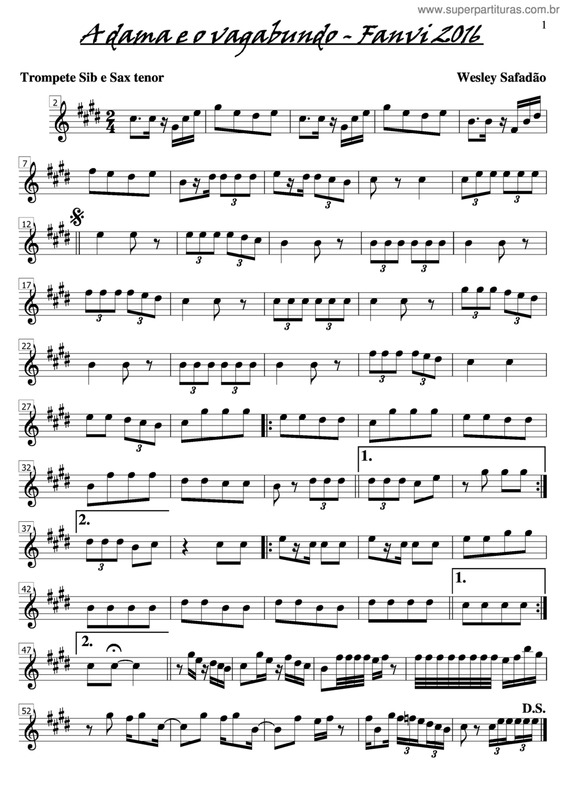 Partitura da música A Dama E O Vagabundo