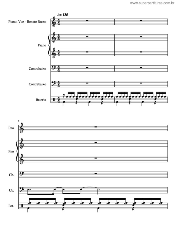 Partitura da música A Dança – Legião Urbana