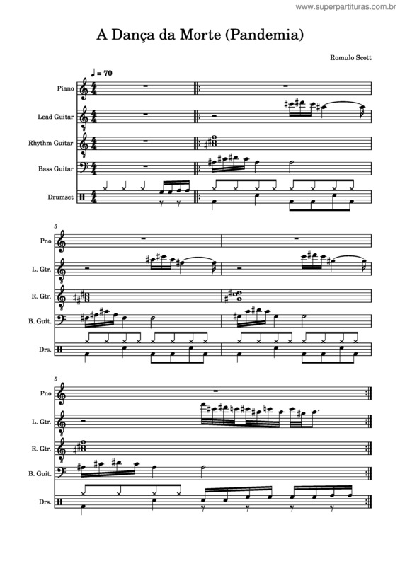 Partitura da música A Dança Da Morte  Pandemia – Rômulo Scott