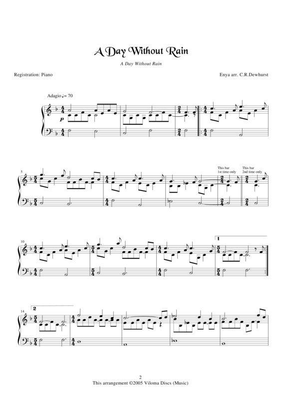 Partitura da música A Day Without Rain v.2