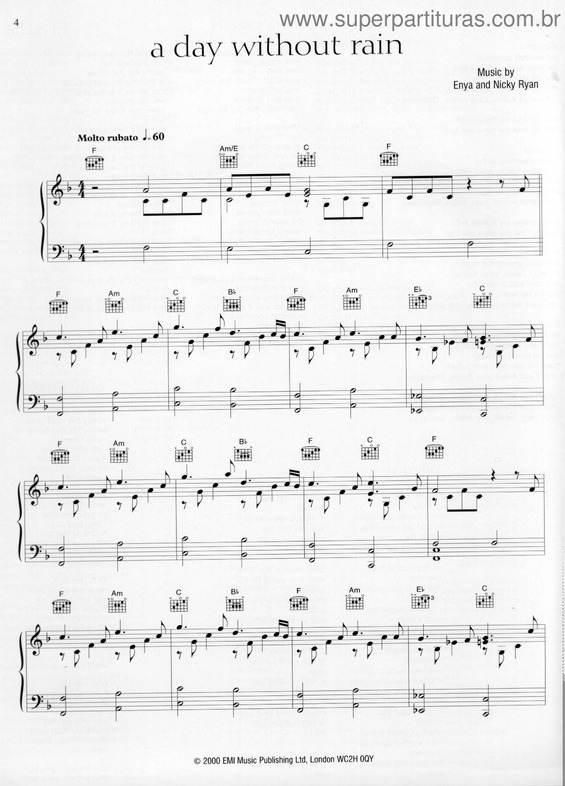 Partitura da música A Day Without Rain