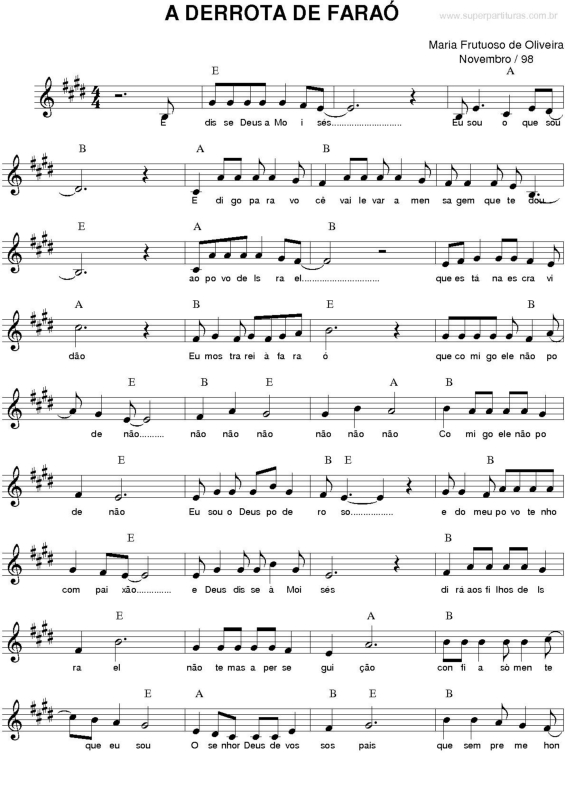 Partitura da música A Derrota de Faraó v.2