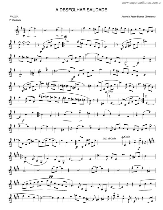 Partitura da música A Desfolhar Saudades