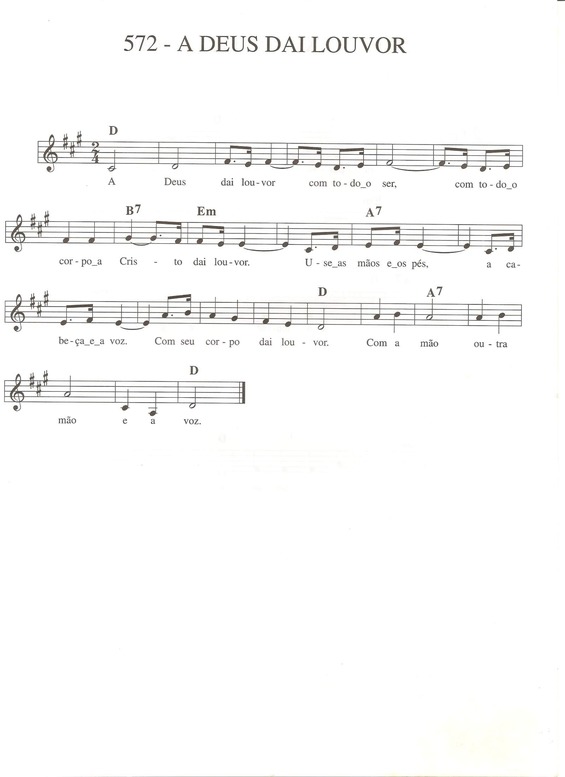 Partitura da música A Deus Dai Louvor