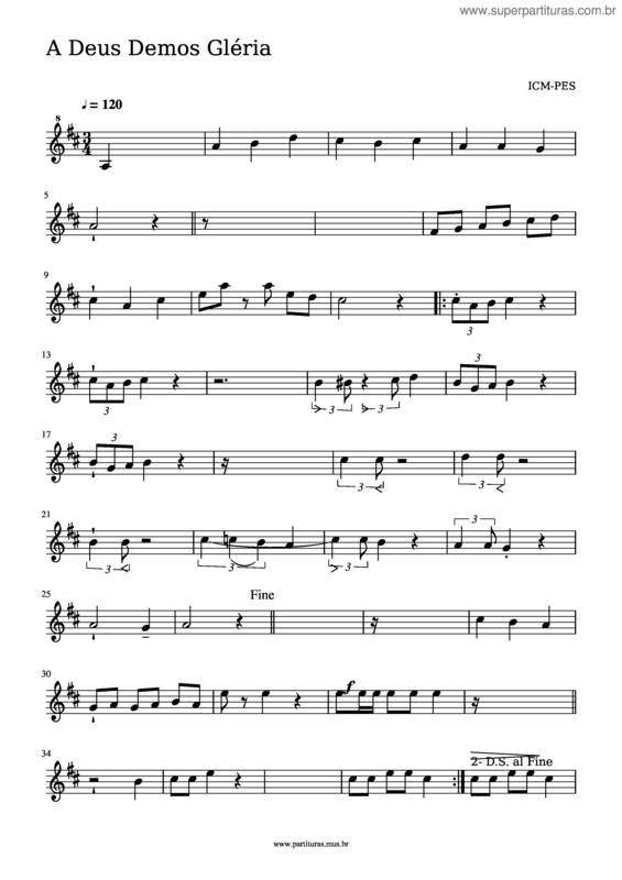 Partitura da música A Deus Demos Gléria