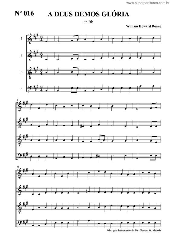 Partitura da música A Deus Demos Glória v.3