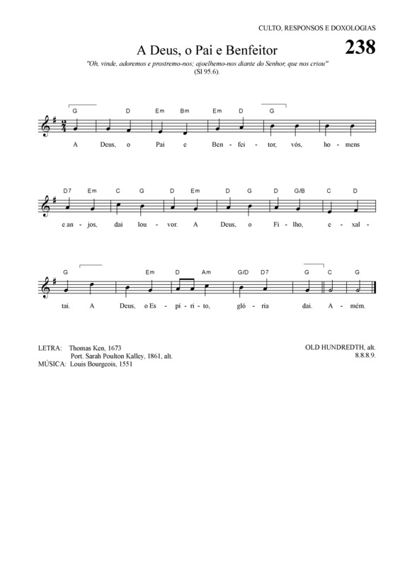 Partitura da música A Deus o pai e benfeitor