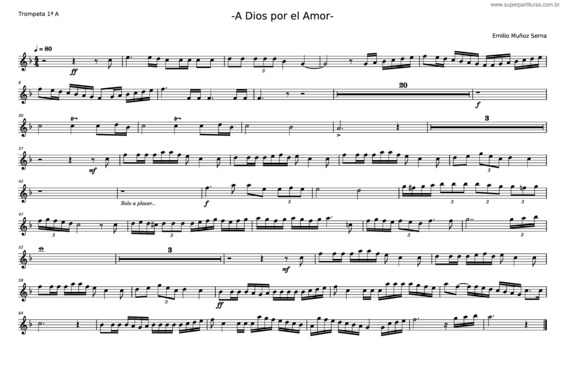 Partitura da música A Dios Por El Amor – Emilio Muñoz Serna