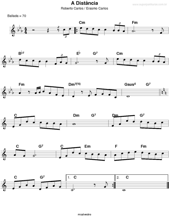 Partitura da música A Distância