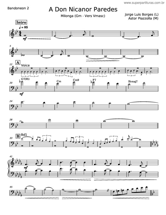 Partitura da música A Don Nicanor Paredes – Jorge Luis Borges v.2