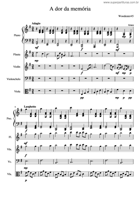 Partitura da música A Dor Da Memória – Woodeater45