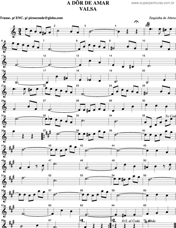 Partitura da música A Dor De Amar v.2