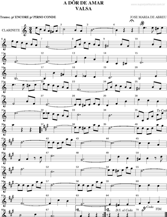 Partitura da música A Dor De Amar