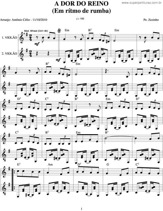 Partitura da música A Dor Do Reino v.2