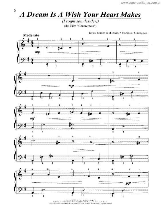 Partitura da música A Dream Is A Wish Your Heart Makes