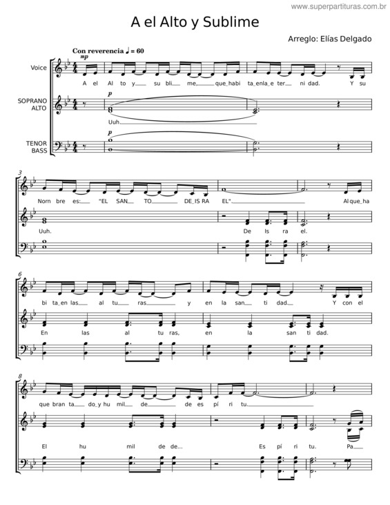 Partitura da música A El Alto Y Sublime v.2