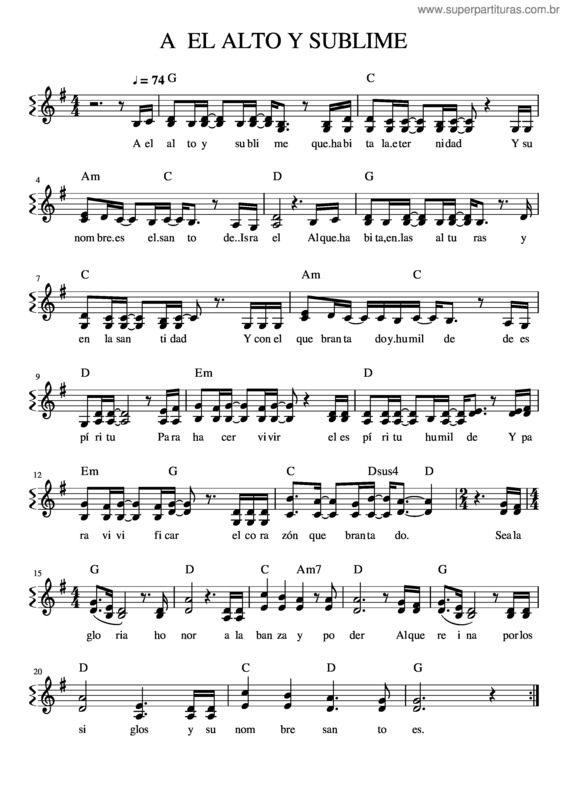 Partitura da música A El Alto Y Sublime