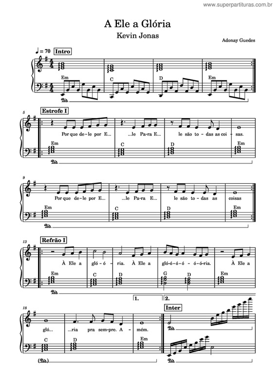 Partitura da música A Ele A Glória v.12