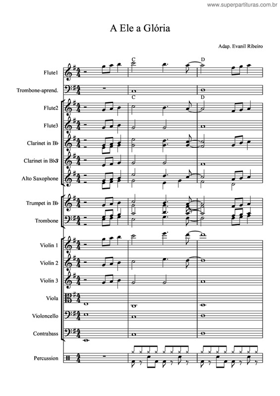 Partitura da música A Ele a Glória v.2