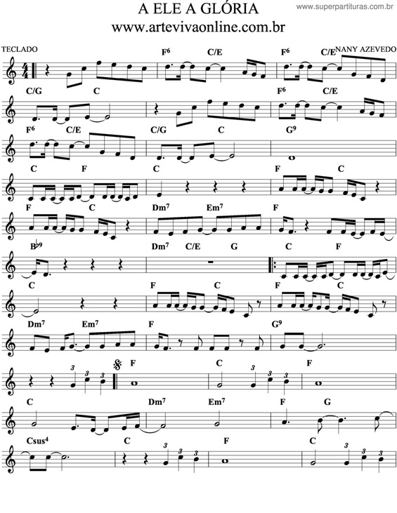 Partitura da música A Ele A Glória v.5