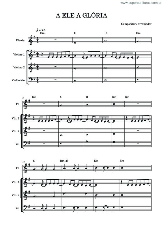 Partitura da música A Ele A Glória v.50