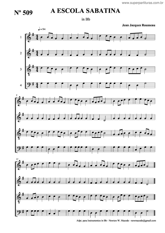 Partitura da música A Escola Sabatina v.2