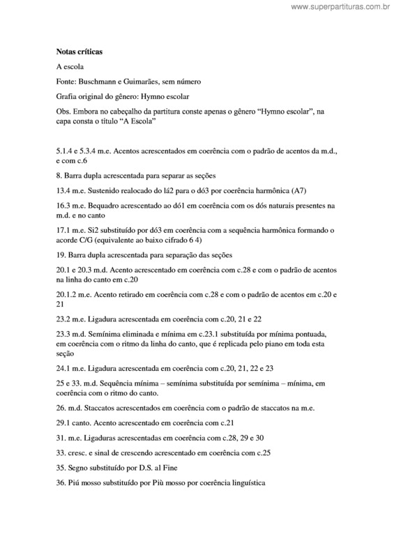 Partitura da música A escola v.2