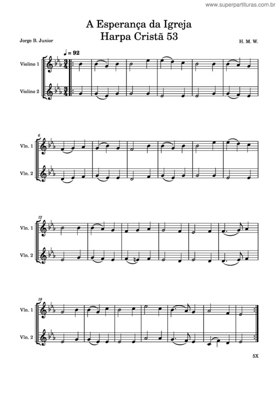Partitura da música A Esperança Da Igreja Harpa Cristã 53