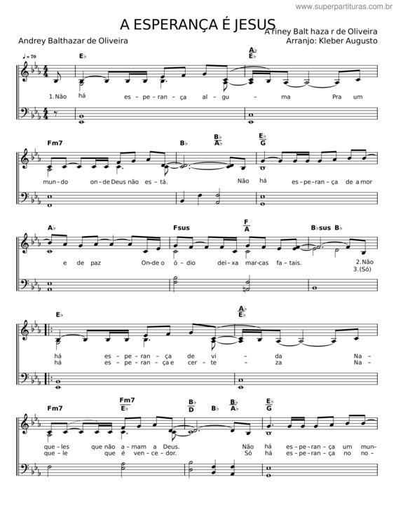 Partitura da música A Esperança É Jesus – Ariney Balthazar De Oliveira