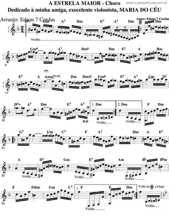 Partitura da música A Estrela Maior v.7