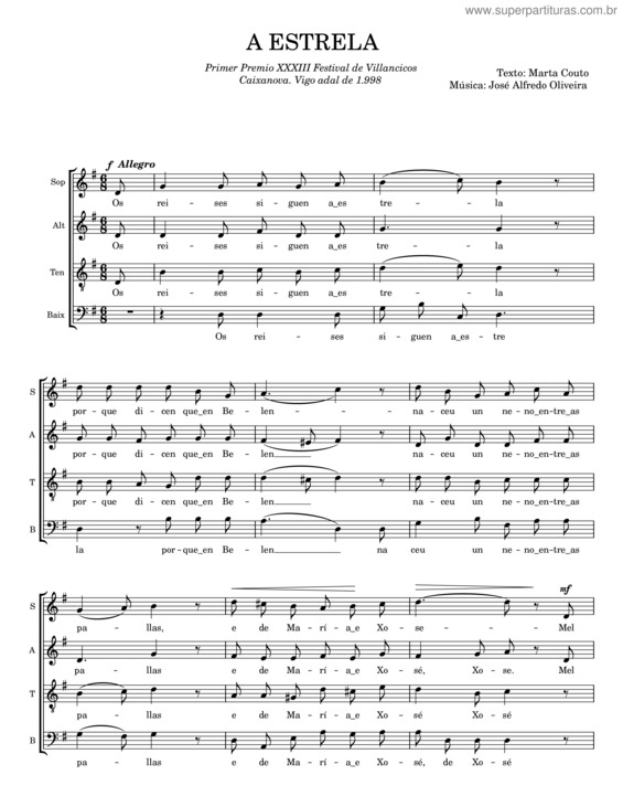 Partitura da música A Estrela v.3