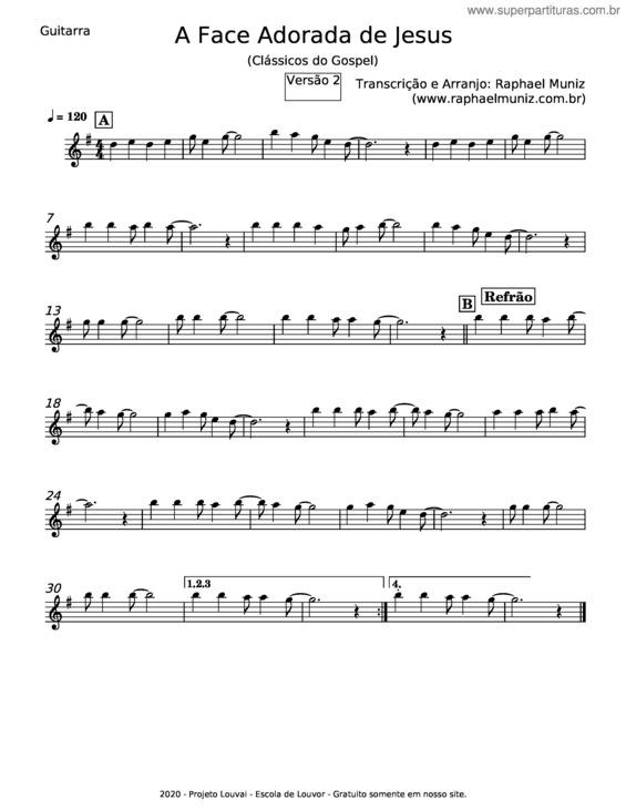 Partitura da música A Face Adorada De Jesus – Misc Praise Songs