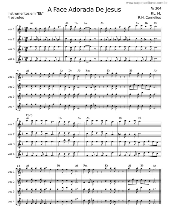 Partitura da música A Face Adorada De Jesus – P. L. M.