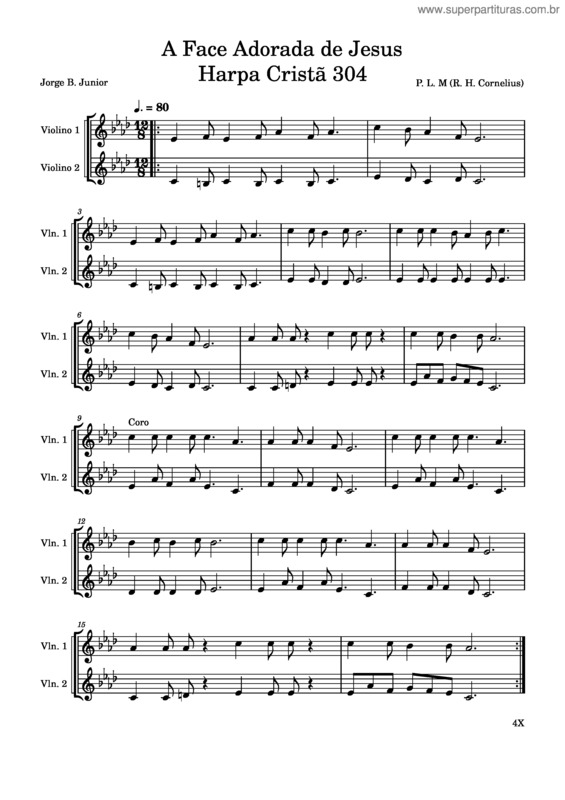 Partitura da música A Face Adorada De Jesus Harpa Cristã 304