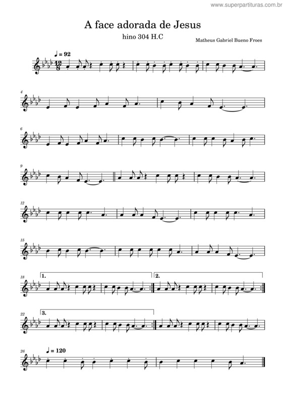 Partitura da música A Face Adorada De Jesus v.6