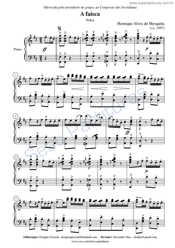 Partitura da música A faísca