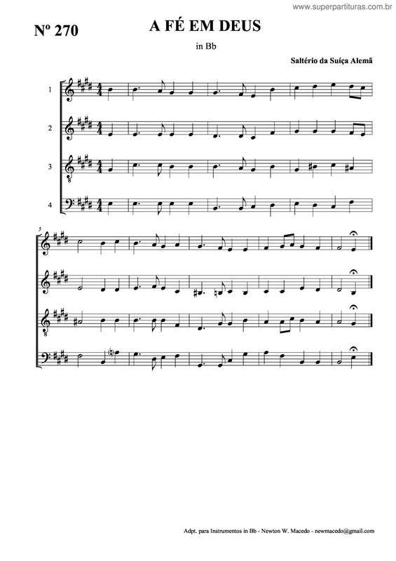 Partitura da música A Fé Em Deus v.2