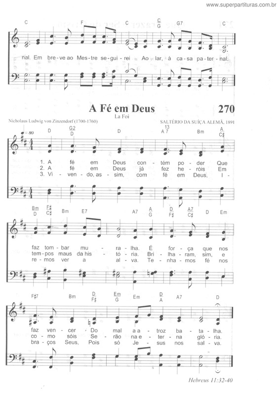 Partitura da música A Fé Em Deus