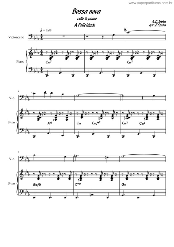 Partitura da música A Felicidade – Antônio Carlos Jobim Bossa_Nova