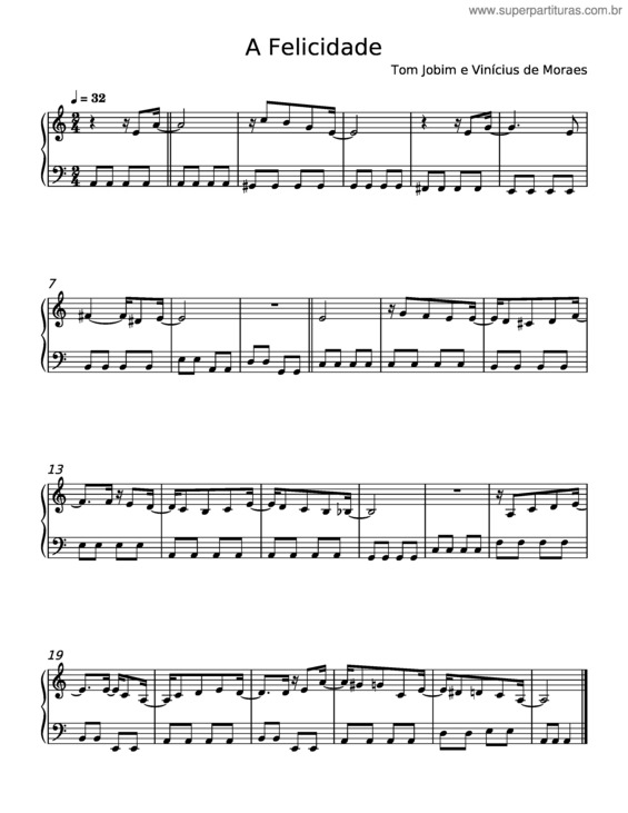 Partitura da música A Felicidade – Antônio Carlos Jobim v.4
