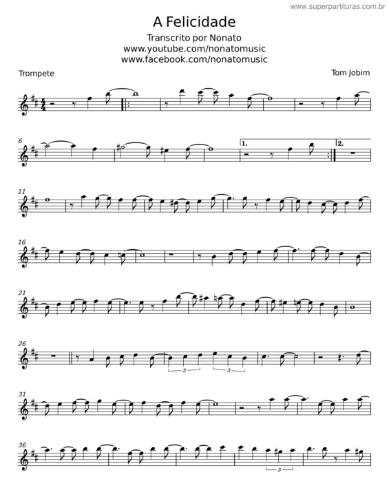 Partitura da música A Felicidade – Tom Jobim E Chico Buarque
