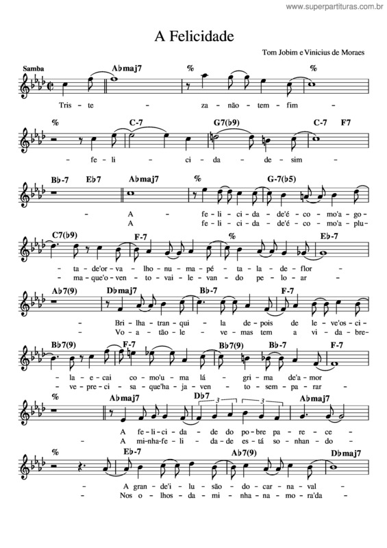 Partitura da música A Felicidade Jazz