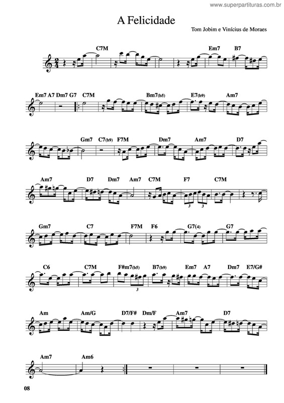 Partitura da música A Felicidade v.12