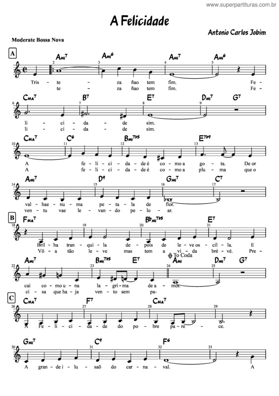 Partitura da música A Felicidade v.16